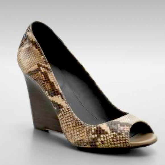 Calvin Klein Callie Snake Peep-toe Wedges